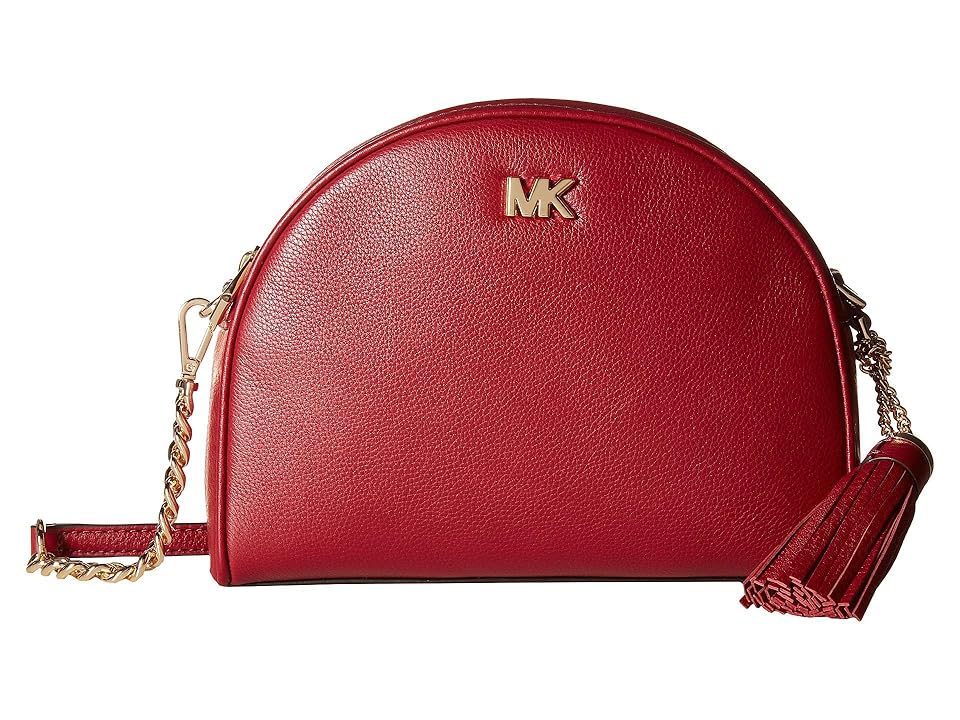 

MICHAEL Michael Kors Medium Half Moon Crossbody (Maroon) Cross Body Handbags, Red
