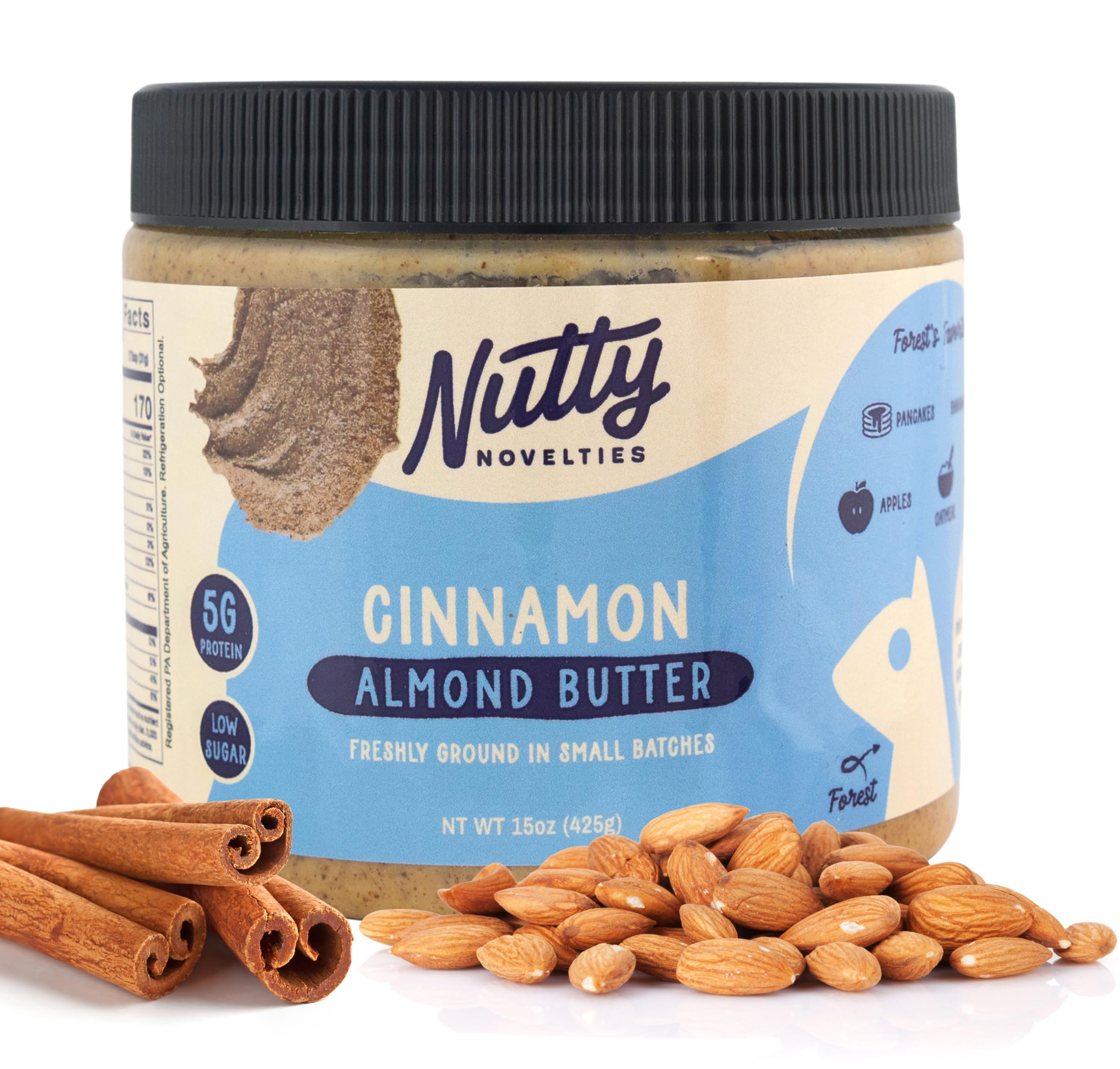 Gourmet Cinnamon Almond Butter for Toast, Smoothies, and Baking - High Protein & Healthy, Keto & Paleo Friendly - Non-GMO, No Artificial Ingredients - Creamy Nut Butter - 15 Ounces