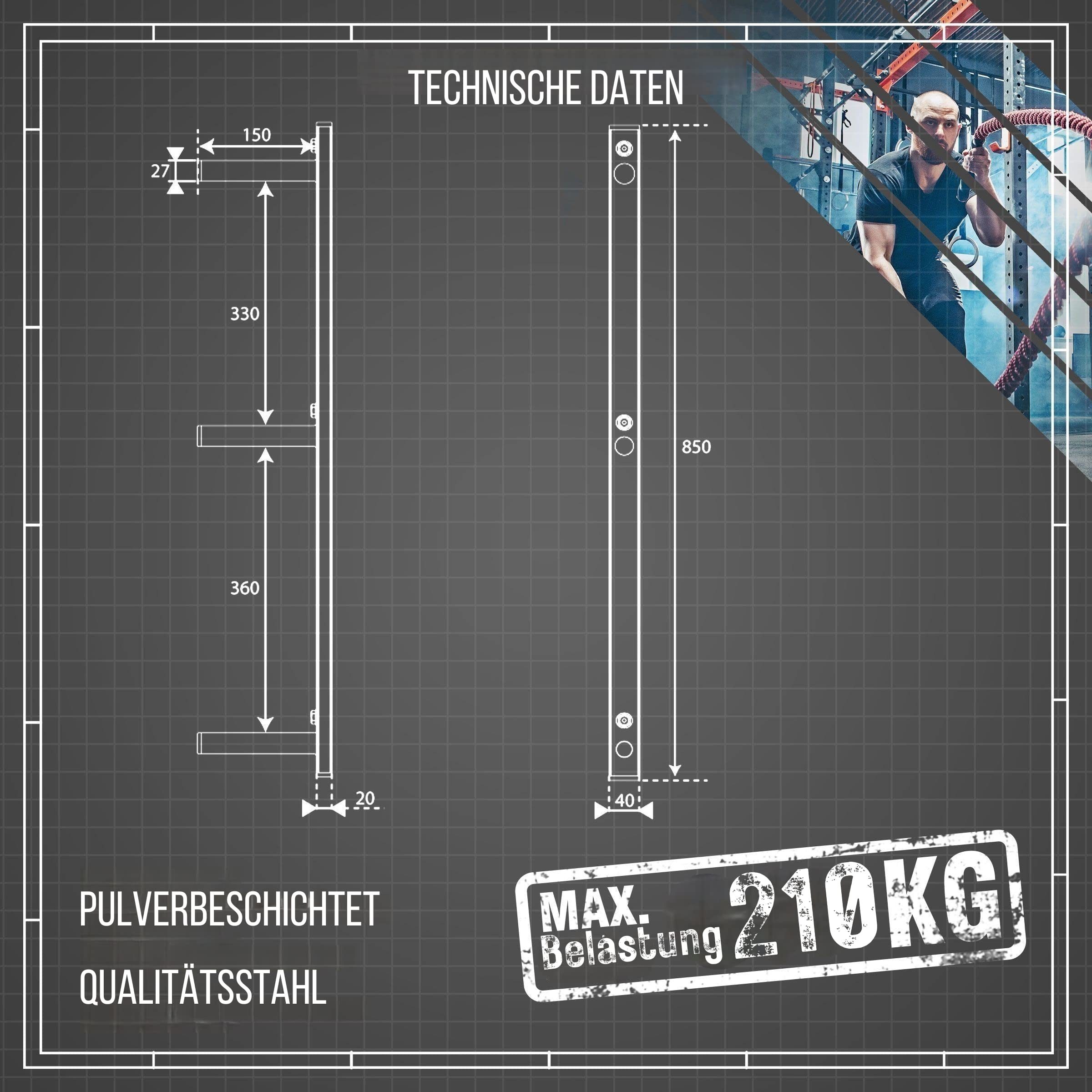 K-Sport: Hantelscheiben Halterung I Hantelständer zur Wandmontage I Gewichtshalter I Aufbewahrungshaken bis 210kg belastbar