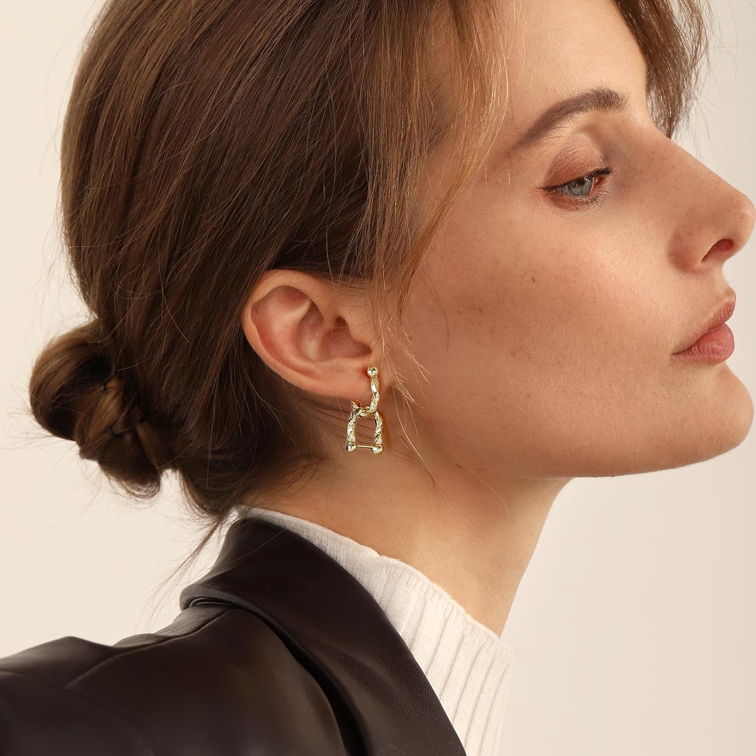 14K Gold Plated Convertible Paperclip Link Huggie Hoop Earrings for Women Small &Medium Chunky Hoop U Dangle Earrings Trendy Cubic Zirconia Drop Dangle Earring Girlfriend Birthday Jewelry Gift - Image 3