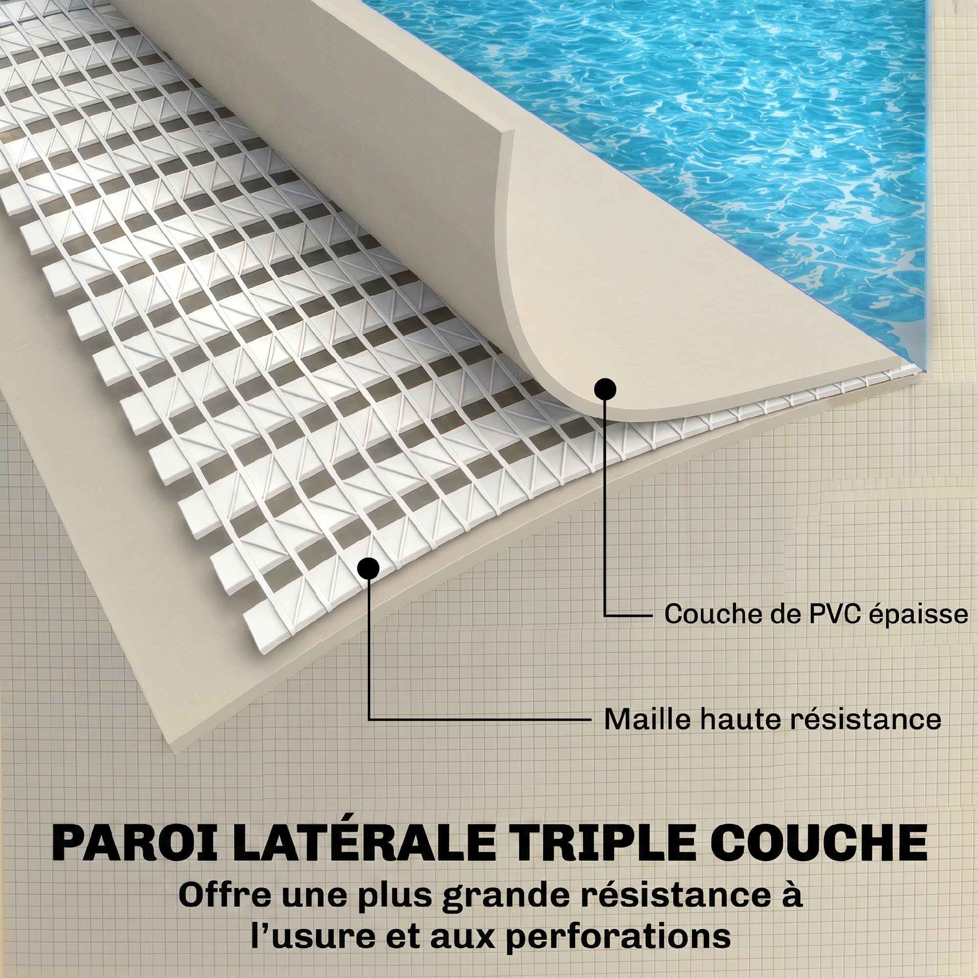 Outsunny Piscine Tubulaire Rectangulaire - 316x238x66,5cm avec Pompe de Filtration - Piscine Hors Sol Famille 3701L en PVC Triple Couche, Structure Stable Antirouille, Gris
