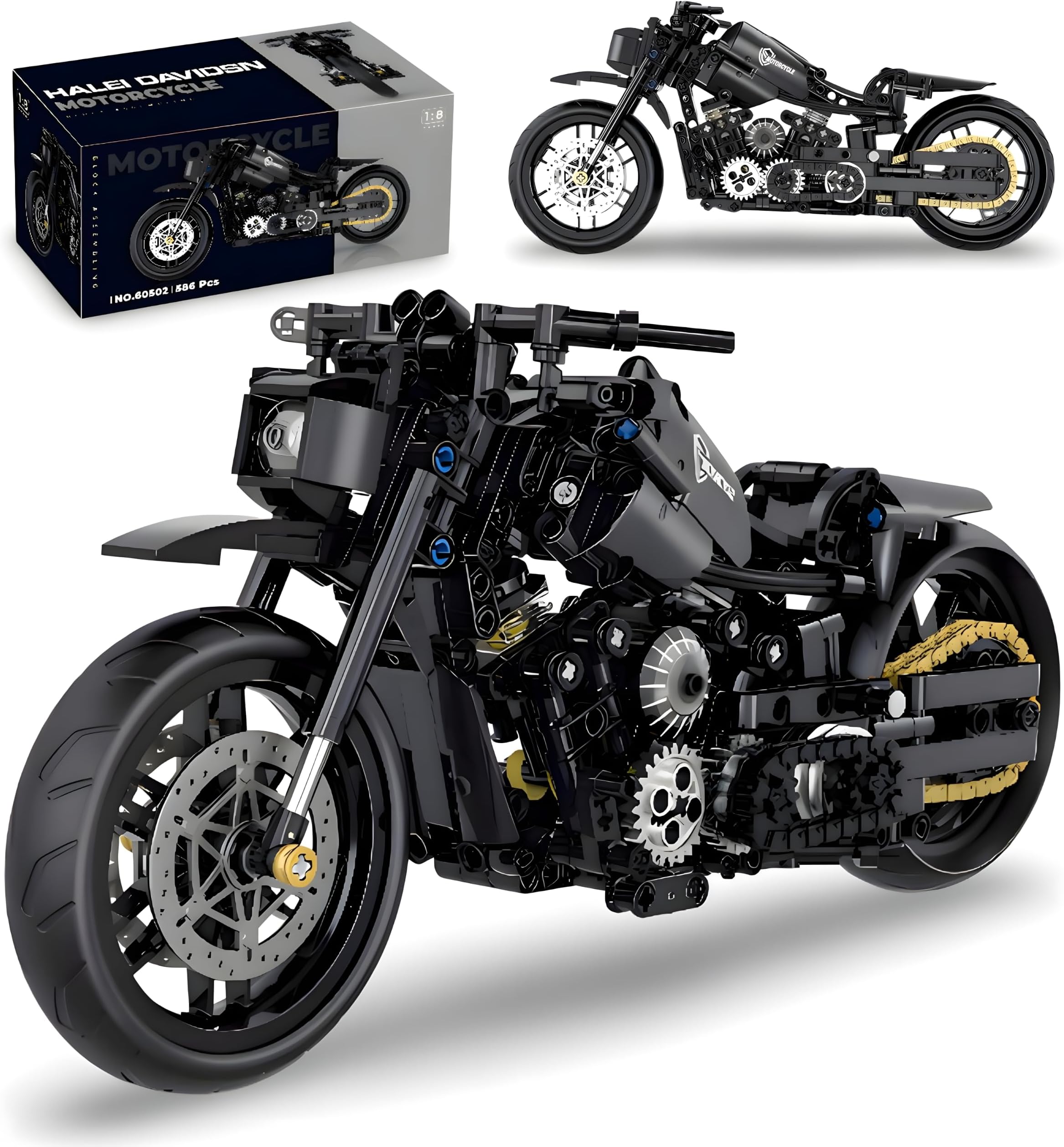 Motorcycle Building Blocks Set, Super Motorcycl Construction Toys, 586 PCS | Technik Superbike1:8 MOC Racing Motorbike Model Kit, Creative Present for Teens & Adults
