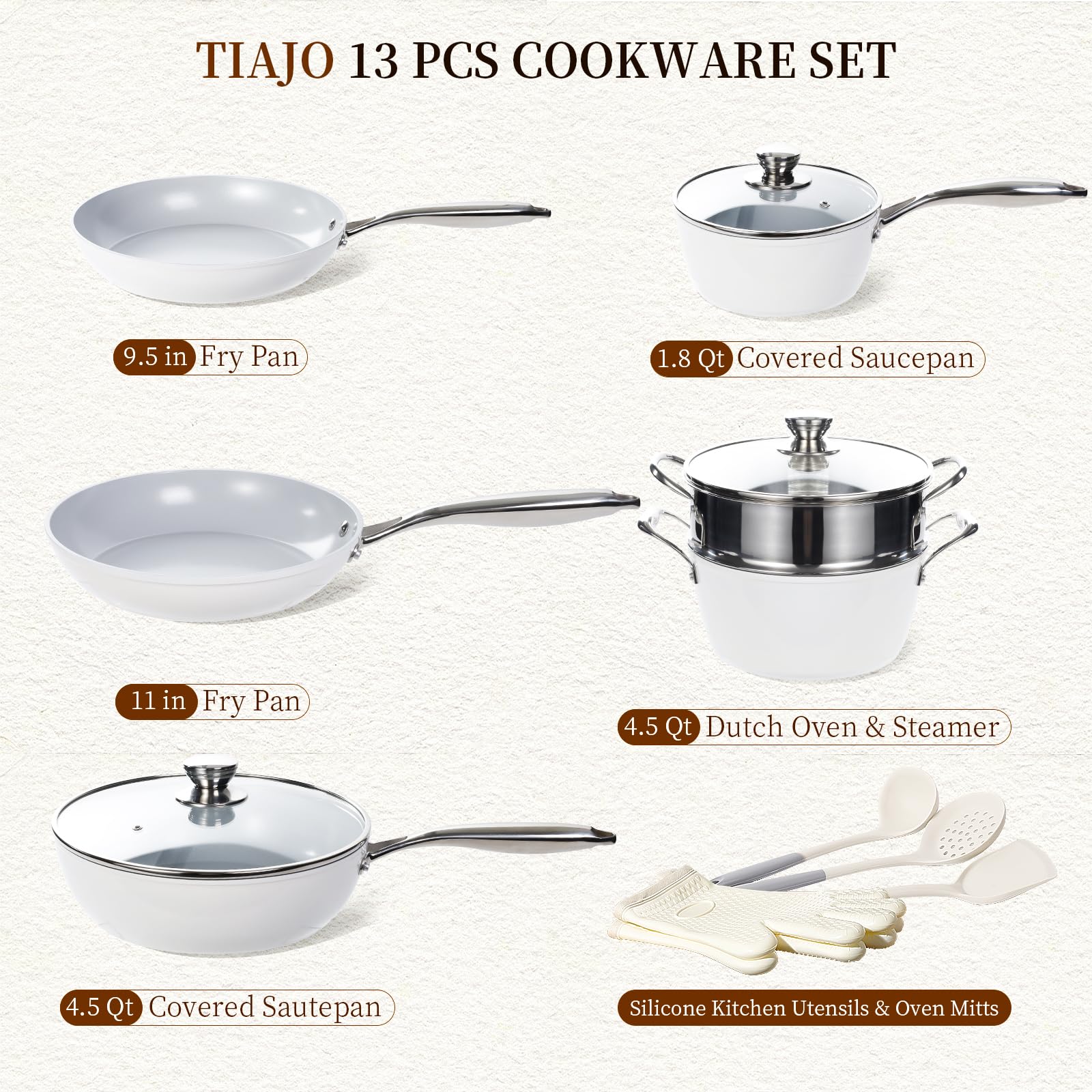 Amazon.co.jp: TIAJO ノンスティック鍋とフライパンセット ヘルシー