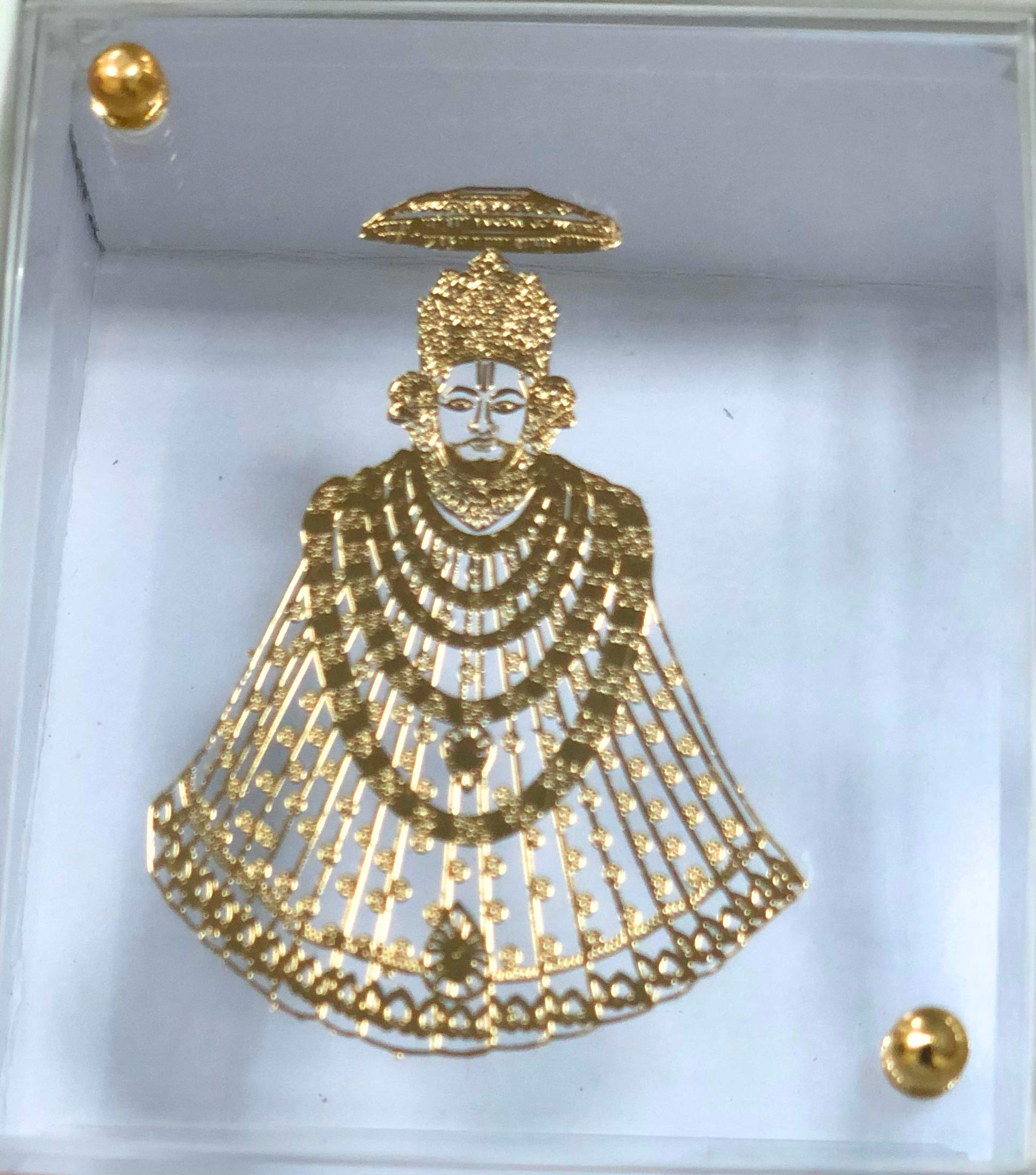 Shree Kreations Gold Plated Khatu Shyam Ji Showpieces for Car Dashboard, Tabletop, Home, Temple & Office | Shyam Ji Figurine for Religious Gifting | Gold Plated Frame for Gift