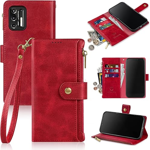 Antsturdy Funda compatible con Motorola Moto G Stylus 2021 con tarjetero para mujeres y hombres, funda para teléfono con bloqueo RFID, de piel