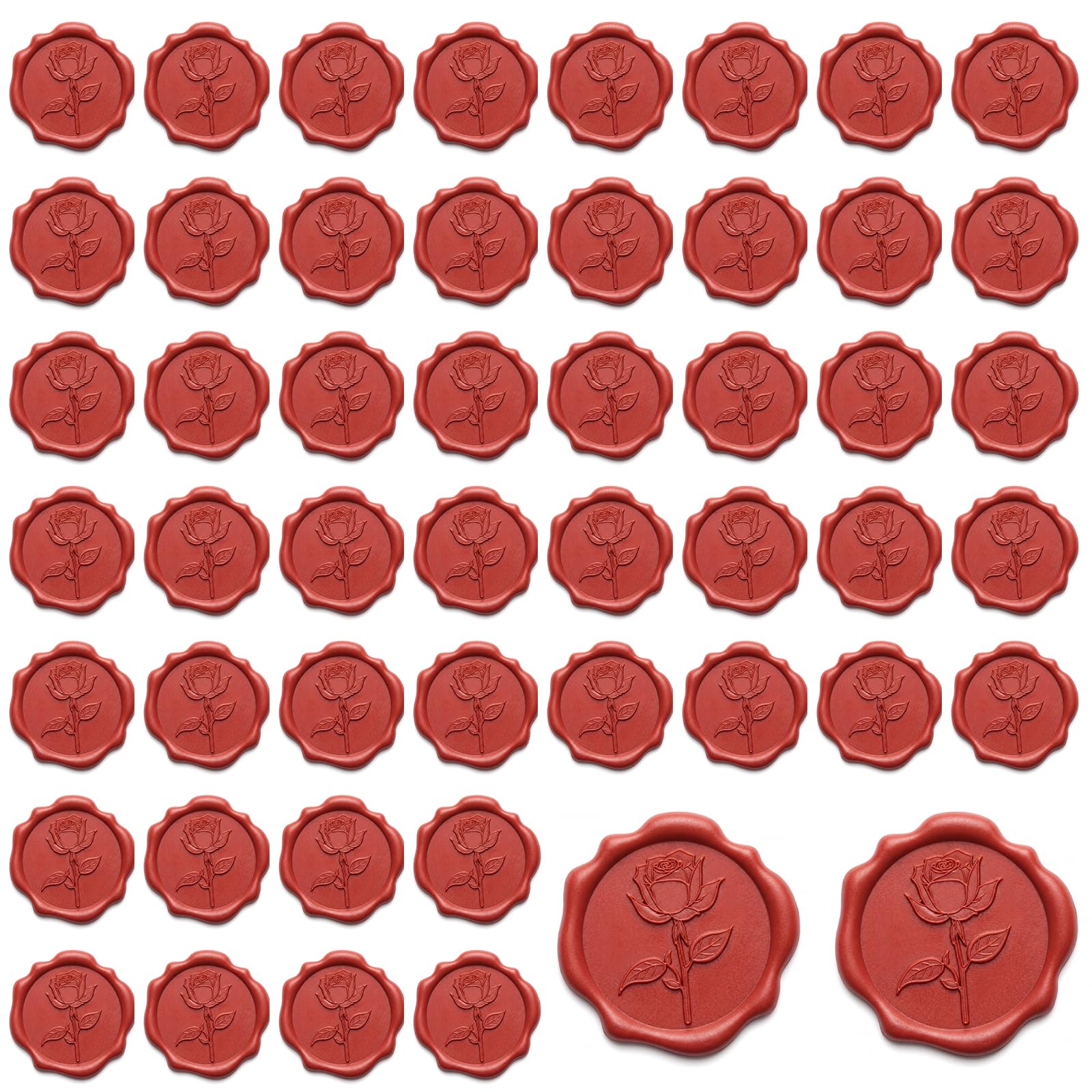 50 Pcs Wax Seal Stickers, Elegant Rose Design, Self-Adhesive Vintage Embossed Seals for Wedding Invitations, Birthday Cards, Bridal Showers, Christmas Party Decorations, and Gratitude Envelopes