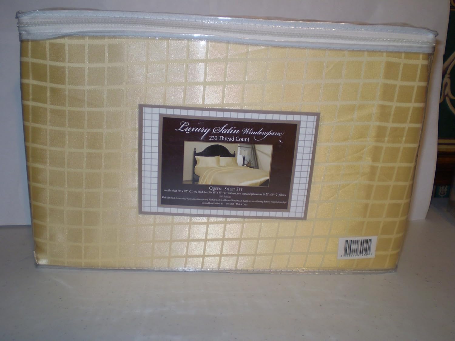 Divatex Luxury Satin Windowpane 230TC Yellow Queen Sheet