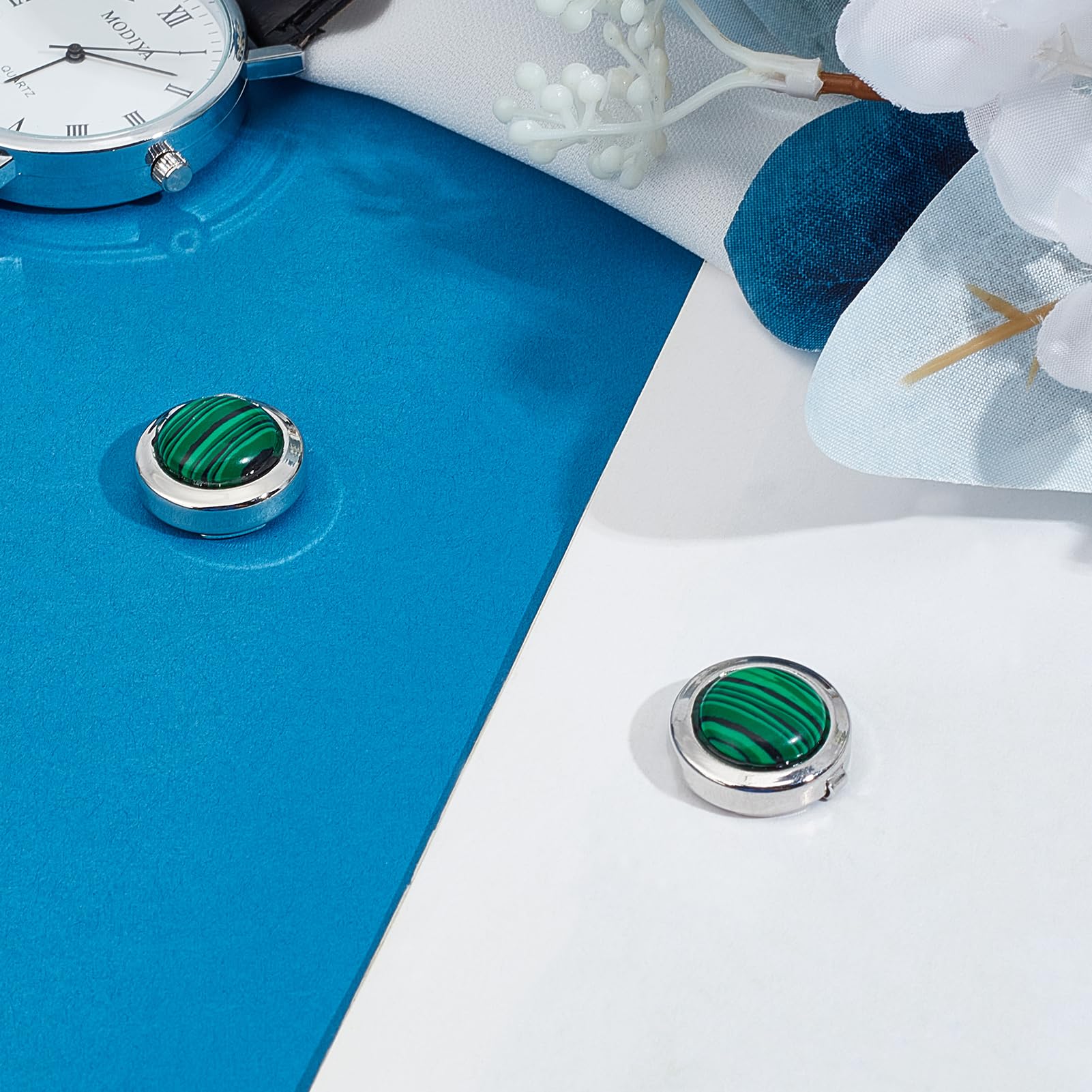 NICENEEDED 2 PCS Couvre Boutons pour Chemises pour Hommes Boutons de Manchette Vert Bouton de Manchette Boutons de Manchette Cache Boutons Accessoires pour Robe