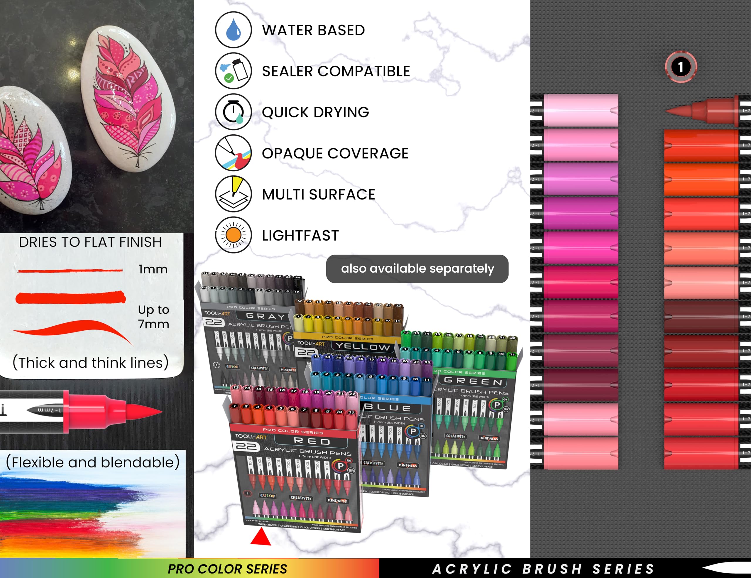 36 flexibele penseelpunt aardetinten acrylverf pennen markers set 1-7