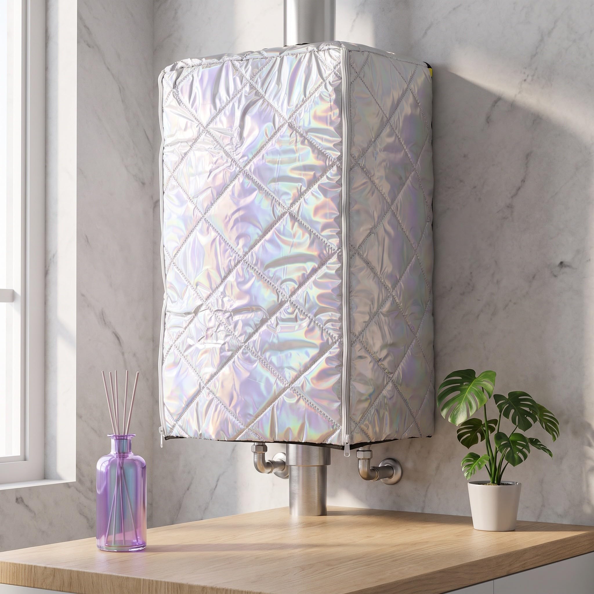 Funda Protectora para Calentador de Pared, Acolchada Plata