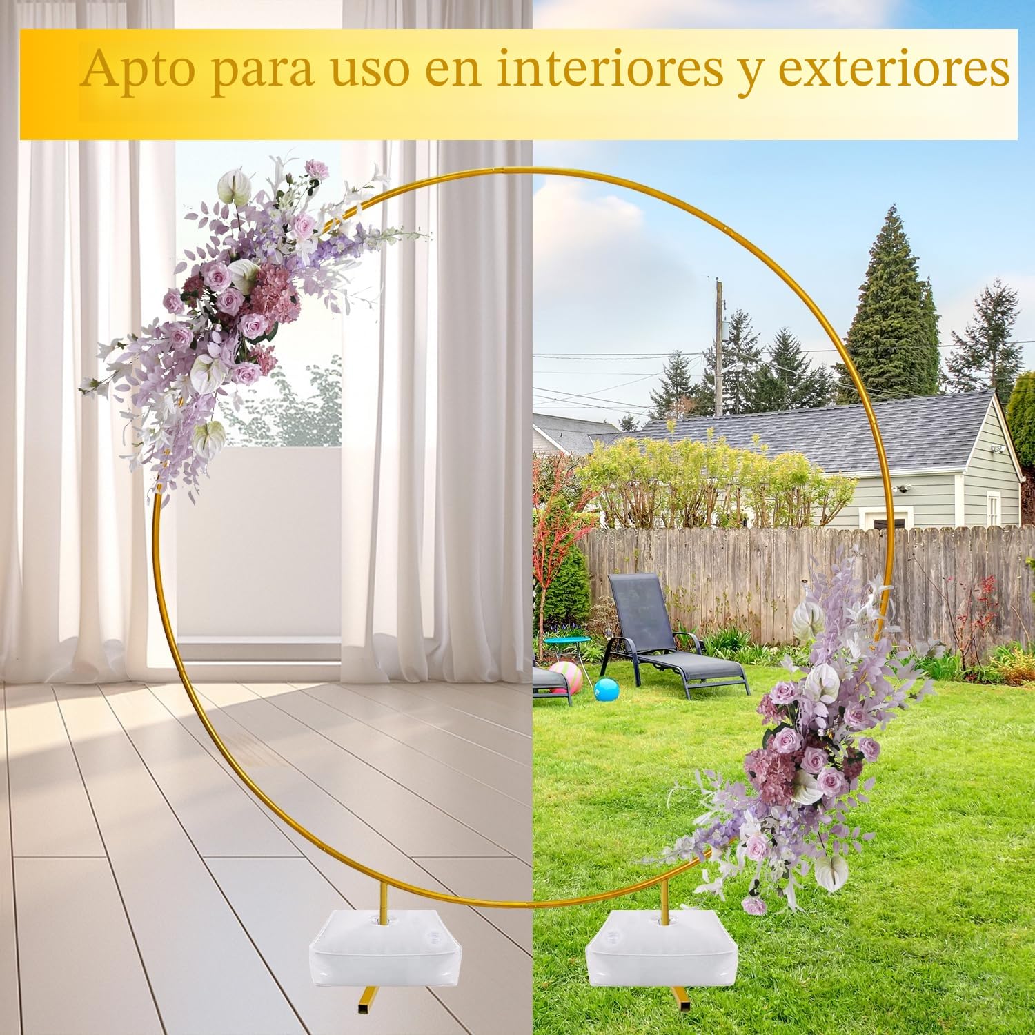 Kit de Arco de Globo Redondo, 2M Soporte Metálico Dorado, Marco Para Telón de Fondo de Boda, Decoración de Fiesta de Graduación