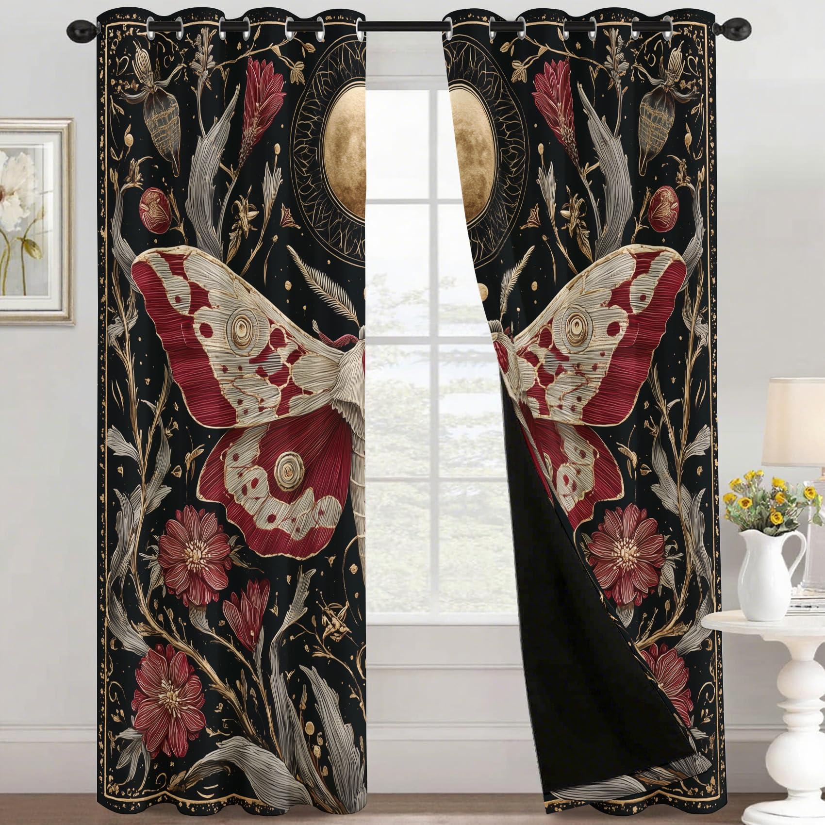 Rideaux fenêtre imprimé botanique bohème pour sublimer votre salon