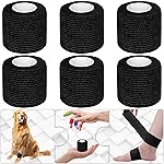 Twavang6 Pack 2 Inches Self Adhesive Bandage Wrap Breathable Cohesive Bandage Elastic Tape for Pets, Athletic, Sports, Wrist, Knee, Ankle(5 Yards Per Roll, Black)
