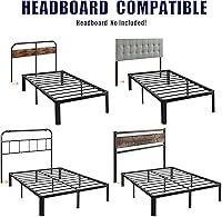 Vista 7 de Hunlostten 14in High King Bed Frame No Box Spring Needed, Heavy Duty King Platform Bed Frame with Round Corners, Easy Assembly, Noise Free, Black