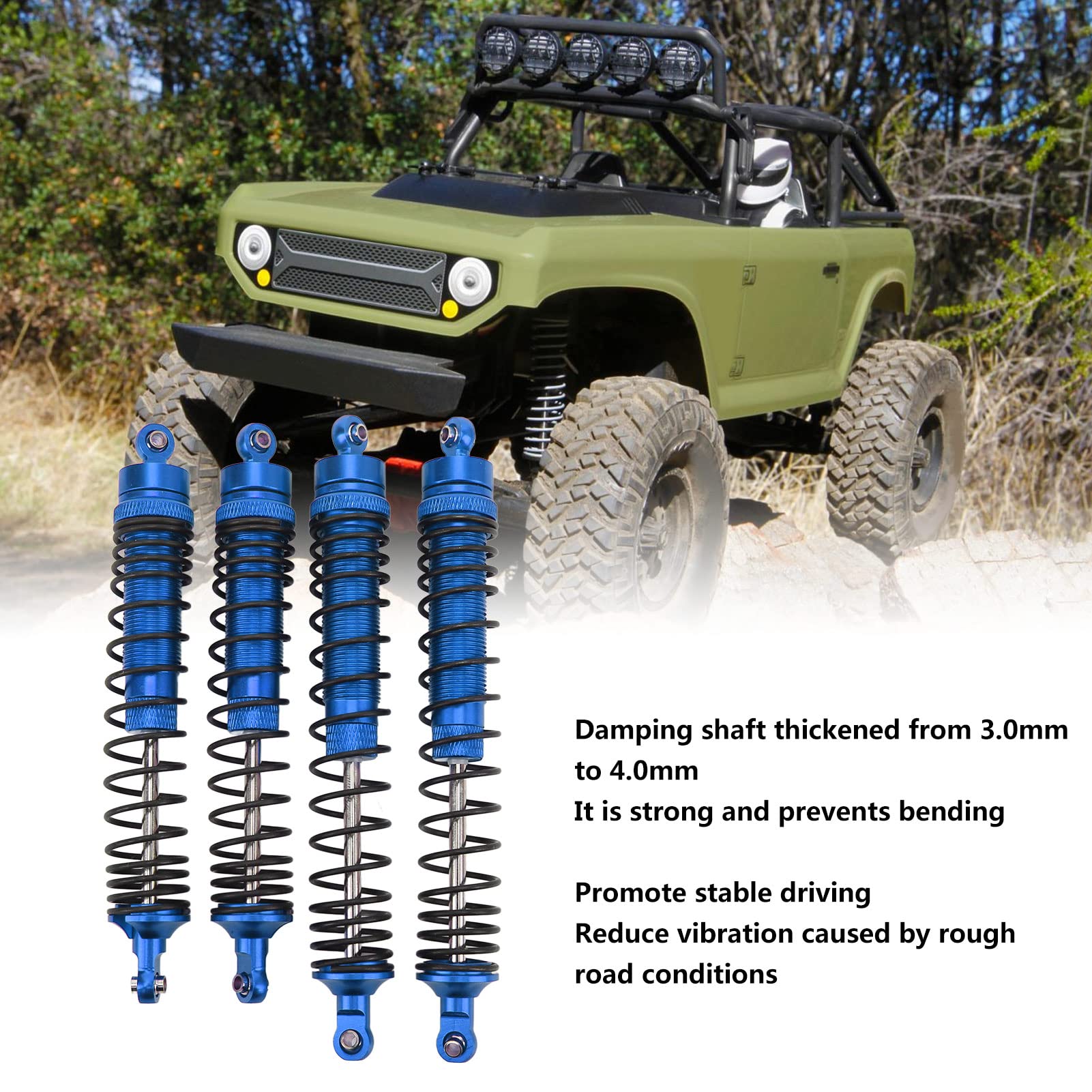 RC przedni tylny amortyzator stop aluminium regulowany zmontowany amortyzator sprężynowy dla osi RBX10 Ryft 4WD 1/10 RC Car (Dark Blue)