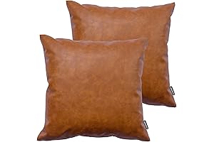 Chic 16x16 Faux Leather Pillow Covers in Cognac Brown