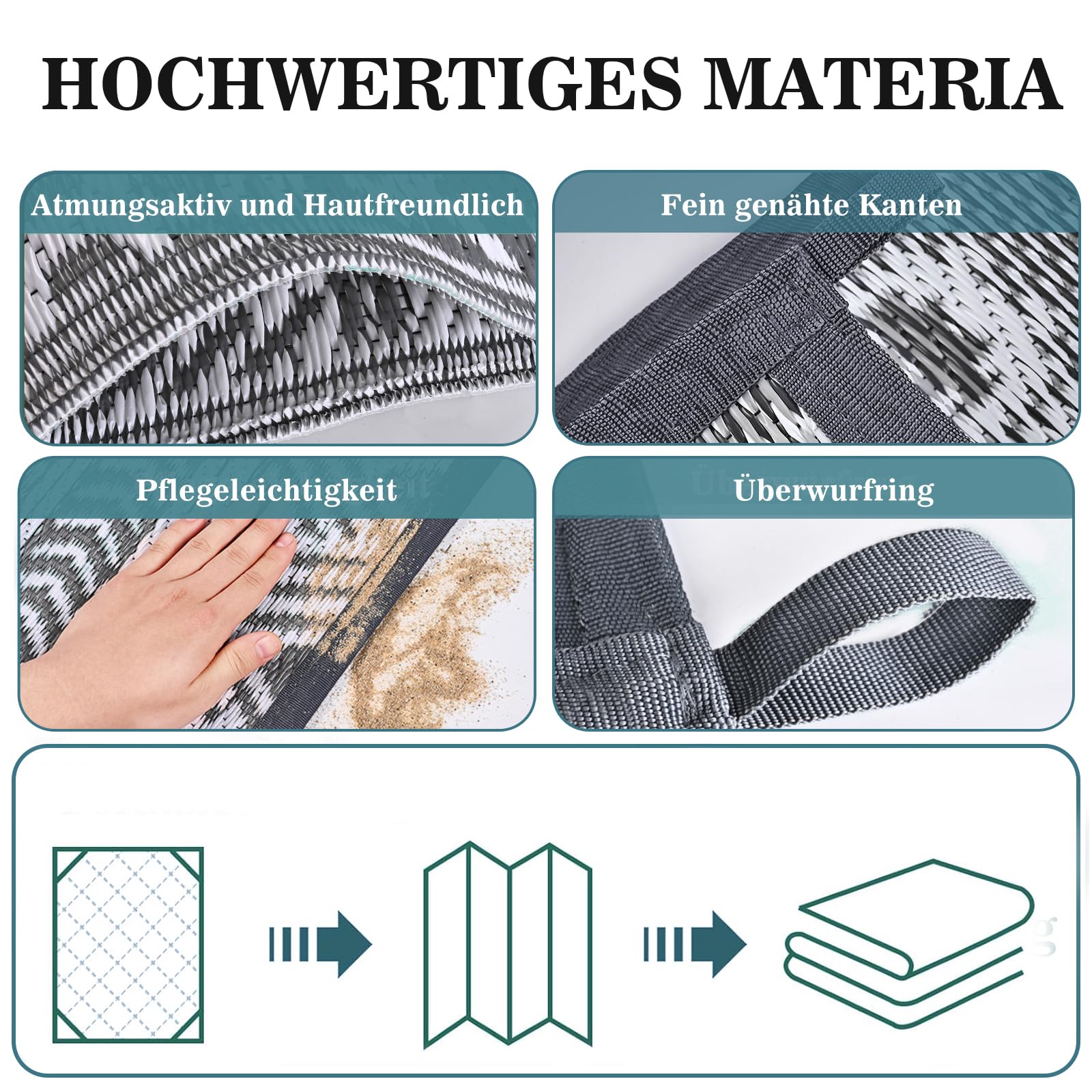 Tappeto esterno Alishomtll, 150 x 245 cm, polipropilene, resistente intemperie, UV, reversibile