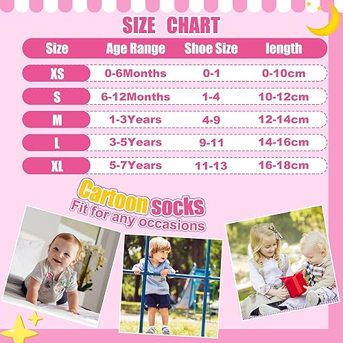 Miniatura 7 de ELUTONG Calcetines antideslizantes para niños pequeños con agarres, 12 pares para niños de 1 a 7 años, para niños y niñas