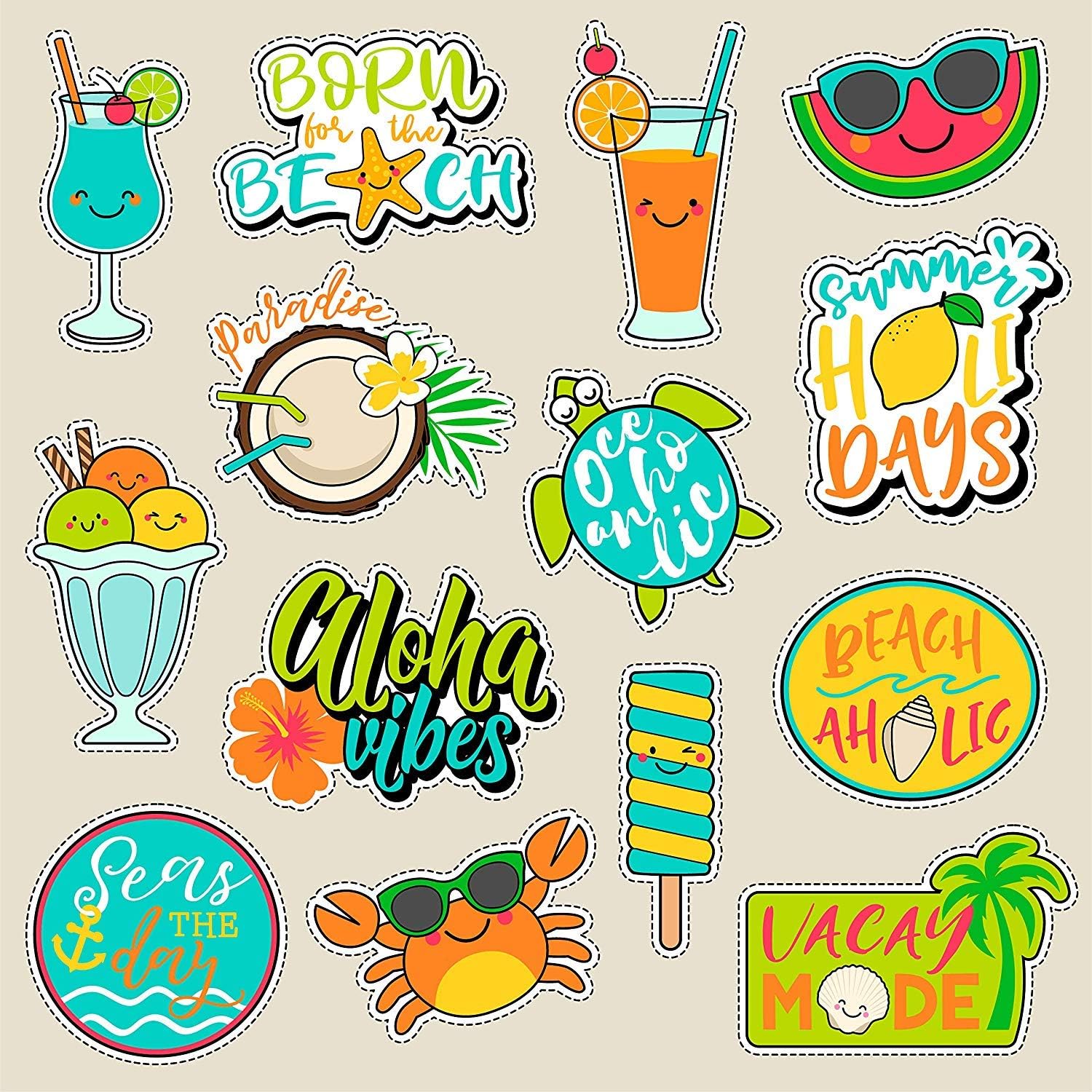 Vsco Girl Cute Stickers for Hydro Flask Water Bottles - Premium Cool Summer Vacation Laptop iphone Hydro Flask Car Compute Laptop Bike Guitar Bumper and Decals for Teens, Girls, Women, Feminists, Kids