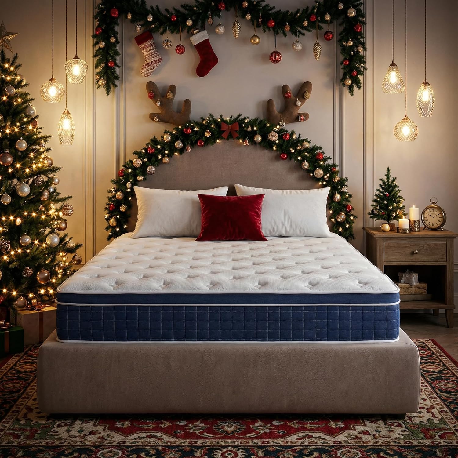 Colchón tamaño King de 12 pulgadas, colchones King en una caja, colchón de espuma viscoelástica de sensación media firme individual, tela