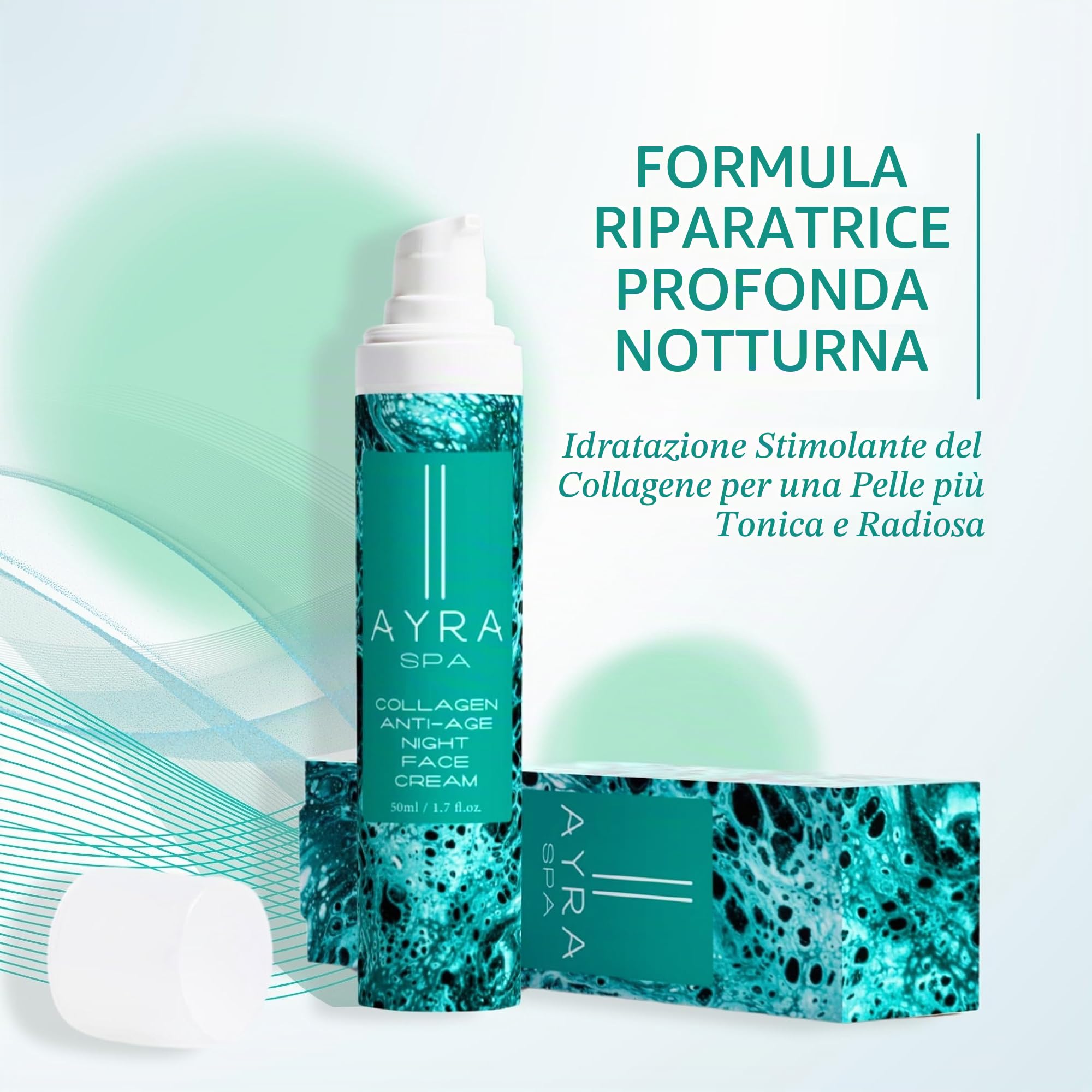 Crema Viso Notte Anti-Età al Collagene Vegetale | con Plancton Marino, Sodio PCA, Burro di Cacao & Karité | Supporta la Produzione Naturale di Collagene | VEGAN & 99% Naturale | COSMOS