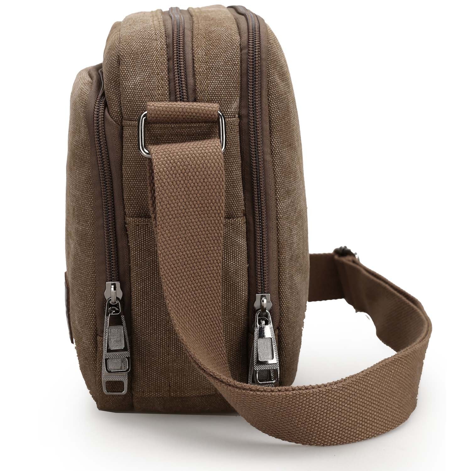Sac bandoulière Homme Sac Besace Vintage Petit Porté épaule Sac en Toile Sacoche de Voyage pour école Université Cours Travail Sport Bourse Rétro Pochette Messager