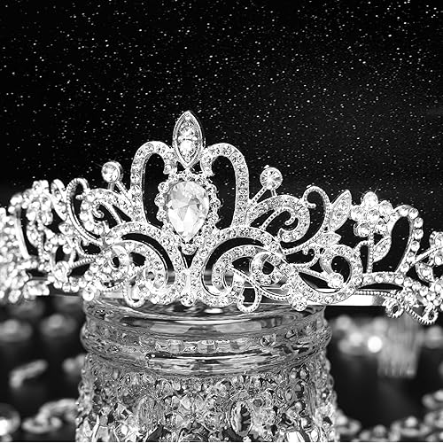 Miniatura 2 de Makone Coronas y tiaras de cristal Queen con diadema de peine para mujeres y niñas coronas de princesa accesorios para el cabello para boda