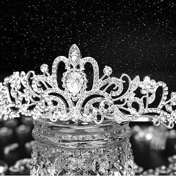 Makone Crowns for Women Princess Tiaras for Girls Queen Crown and Comb Tiara for Wedding Birthday Pageant Bridal Prom Christmas Gift (Silver)