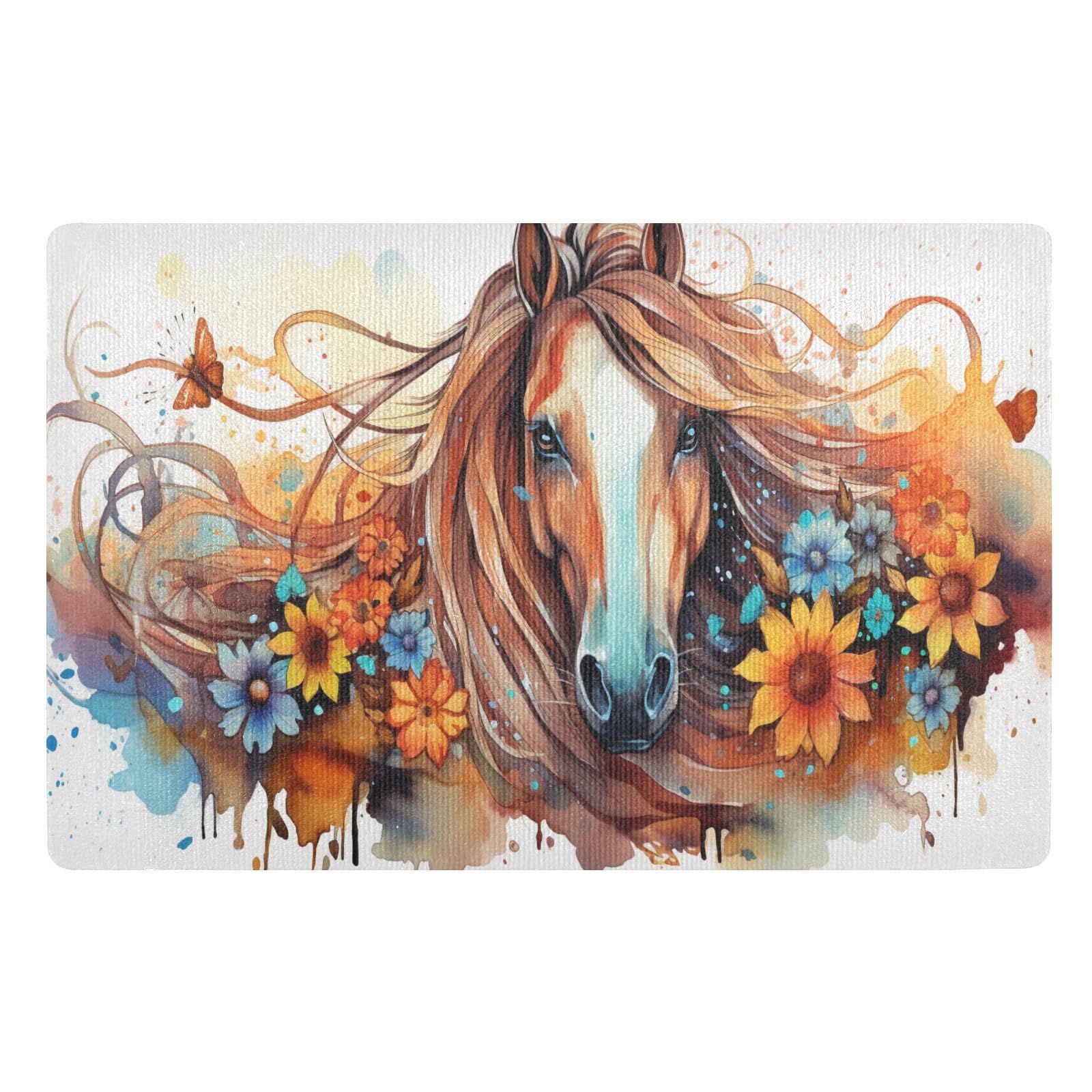 MUKJHOI Funny Welcome Mats, 32"x20" Front Door Mat for Outdoor/Indoor Entrance Horse (17) Entryway Rugs Home Farmhouse Balcony Patio Decor