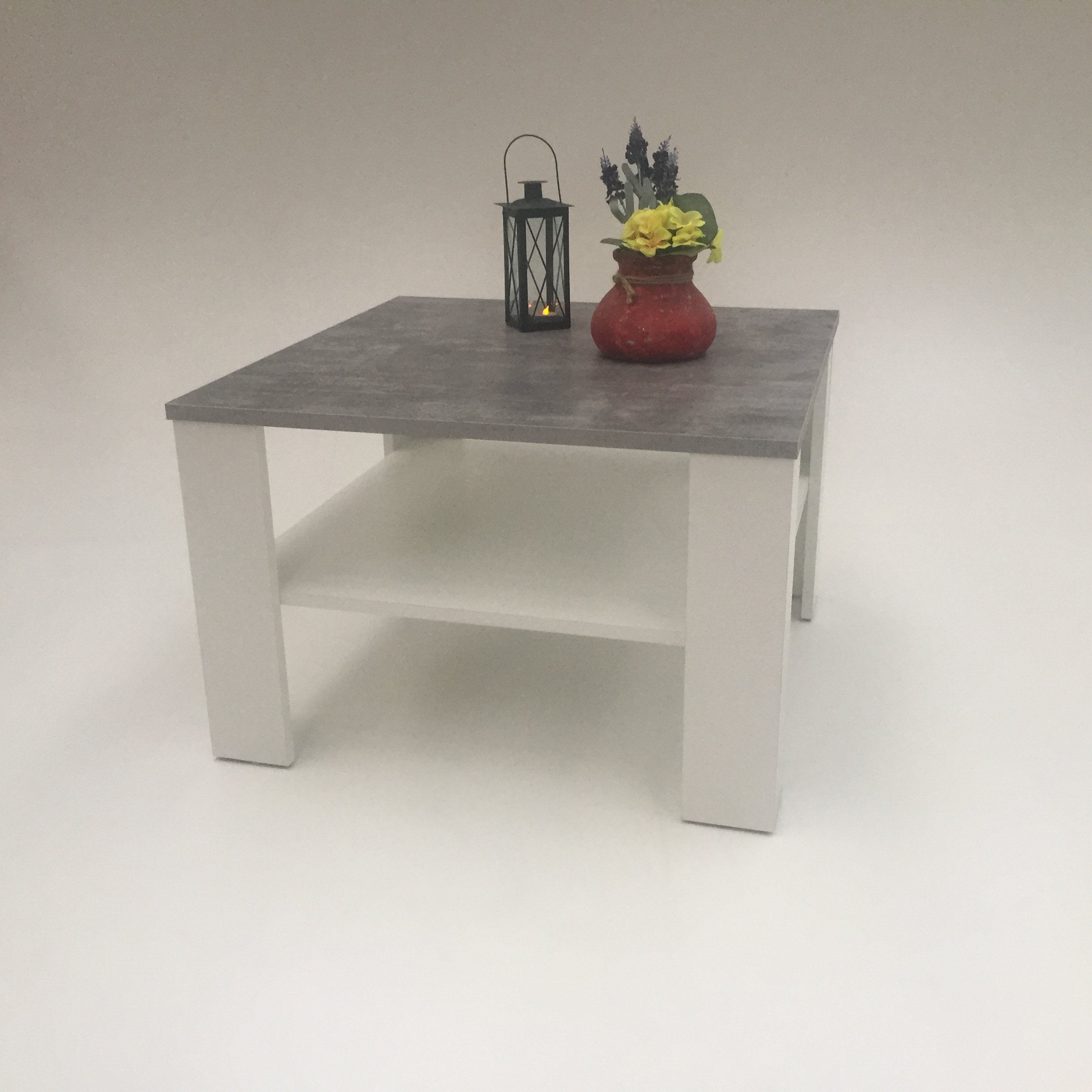 Couchtisch Wohnzimmertisch Kaffeetisch (Jan) Betonoptik - weiß