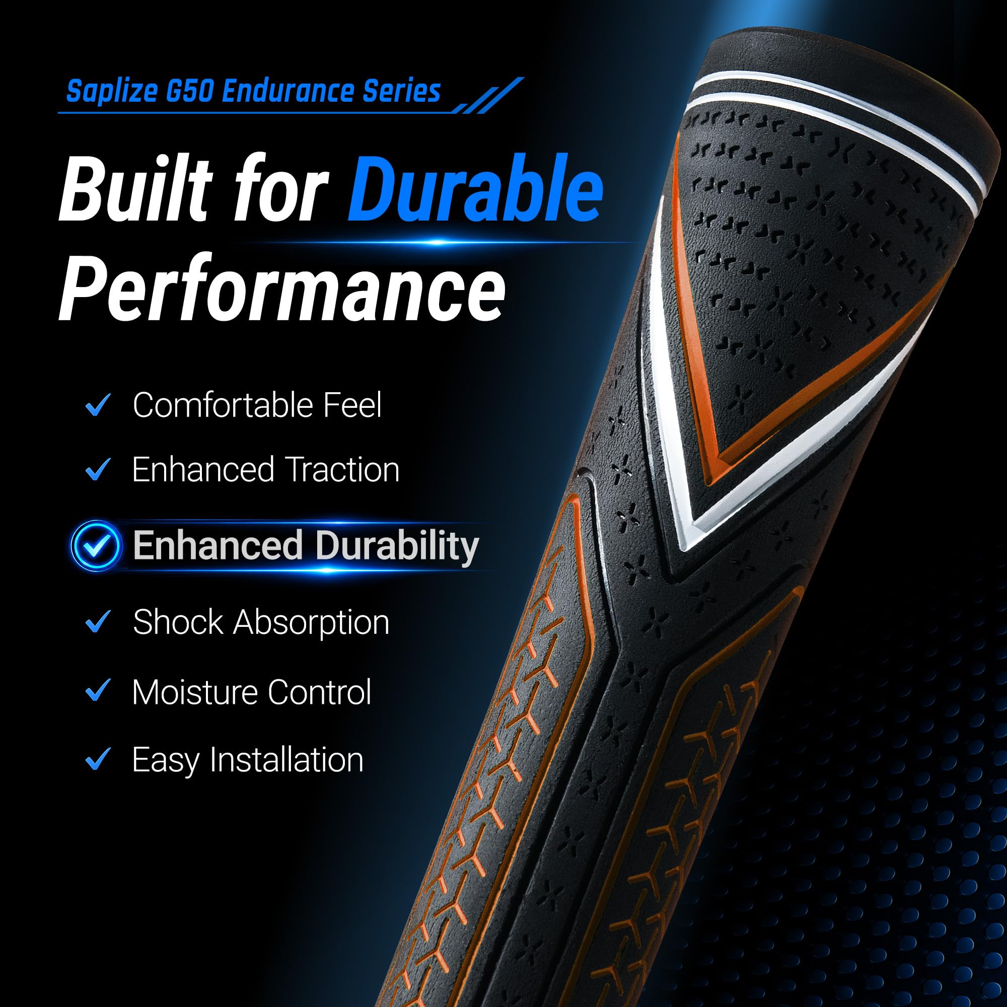 SAPLIZE G50 Endurance - Juego de empuñaduras de golf, un equipo de nivel profesional imprescindible, empuñaduras de goma de alta adherencia de alta durabilidad diseñadas para un control constante de