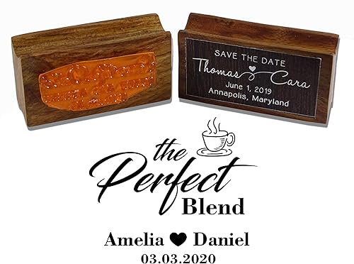 Miniatura 3 de Printtoo Sello personalizado redondo personalizado para recuerdo de boda, la mezcla perfecta de caucho montado en madera, 1.57 pulgadas de diámetro