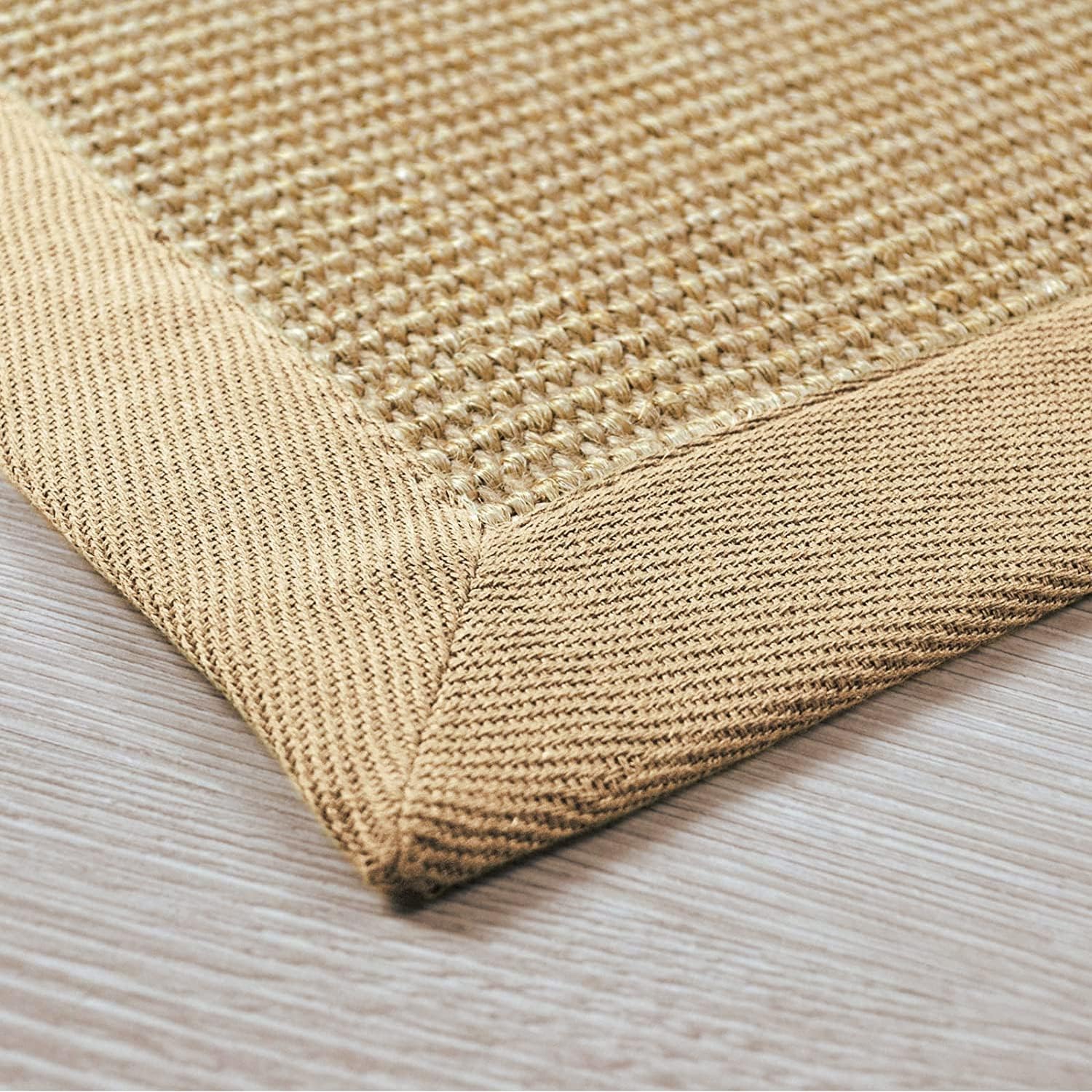 casa pura Amazonas Natur 200 x 200 cm Sisal Teppich – Naturfaser Teppich mit Baumwollbordüre, Wohnteppich, Sisalteppich