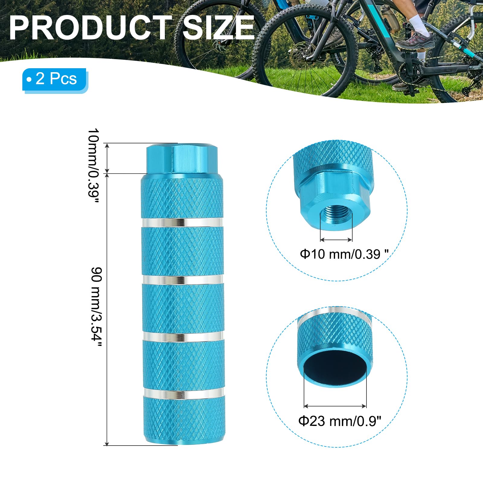 PATIKIL Aluminum Alloy Stripe Bike Pegs Fit 3/8 inch Axles - Image 2