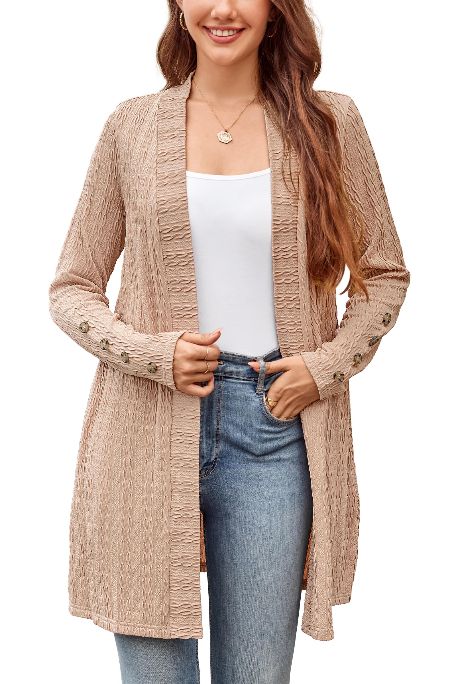 STYLEWORD Strickjacke Damen Langarm Cardigan Lang Open Front