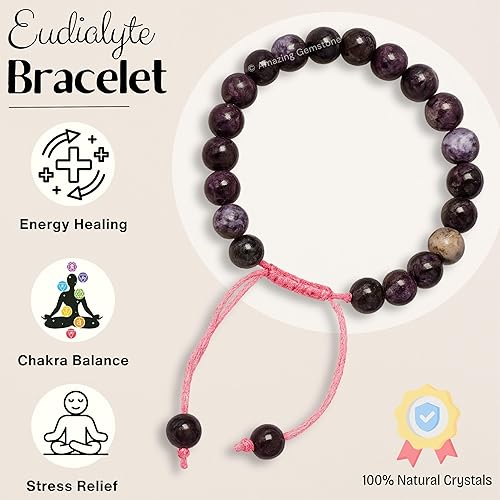 Vista 400 de Amazing Gemstone Yaxaite Bracelet for Women Men's Gifts - Protection Healing Crystal Bracelet - 8mm Gemstone Beaded Adjustable Bracelet Pulseras