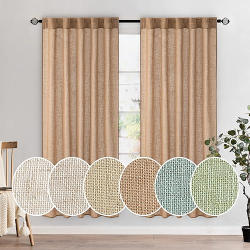 Vista 70 de MIULEE - Cortinas semitraslúcidas suaves y gruesas, textura de lino para dormitorio y sala de estar, para Navidad, con trabilla trasera y jareta, 84