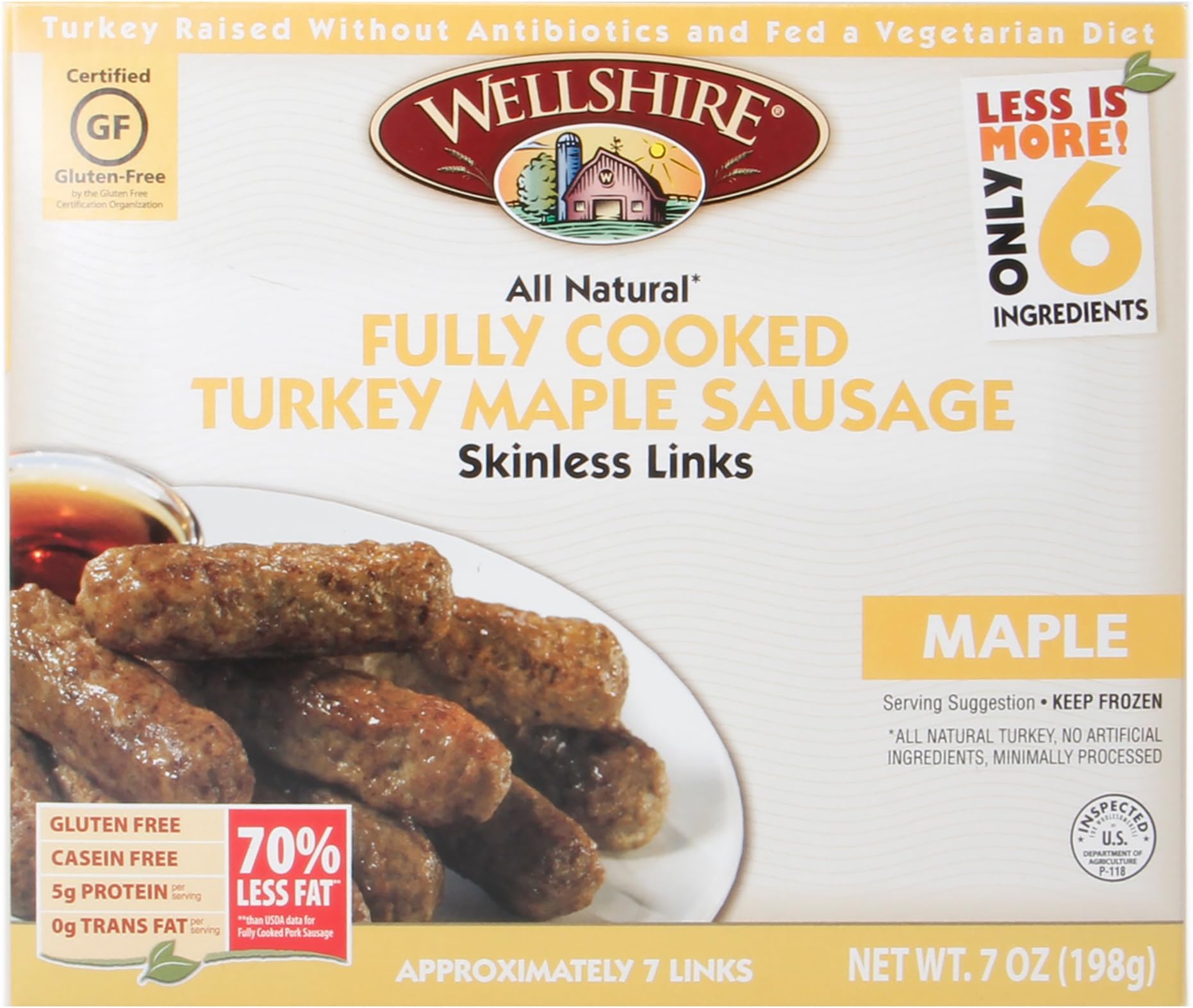 Wellshire Farms, Maple Turkey Sausage Links, 7 oz (Frozen)