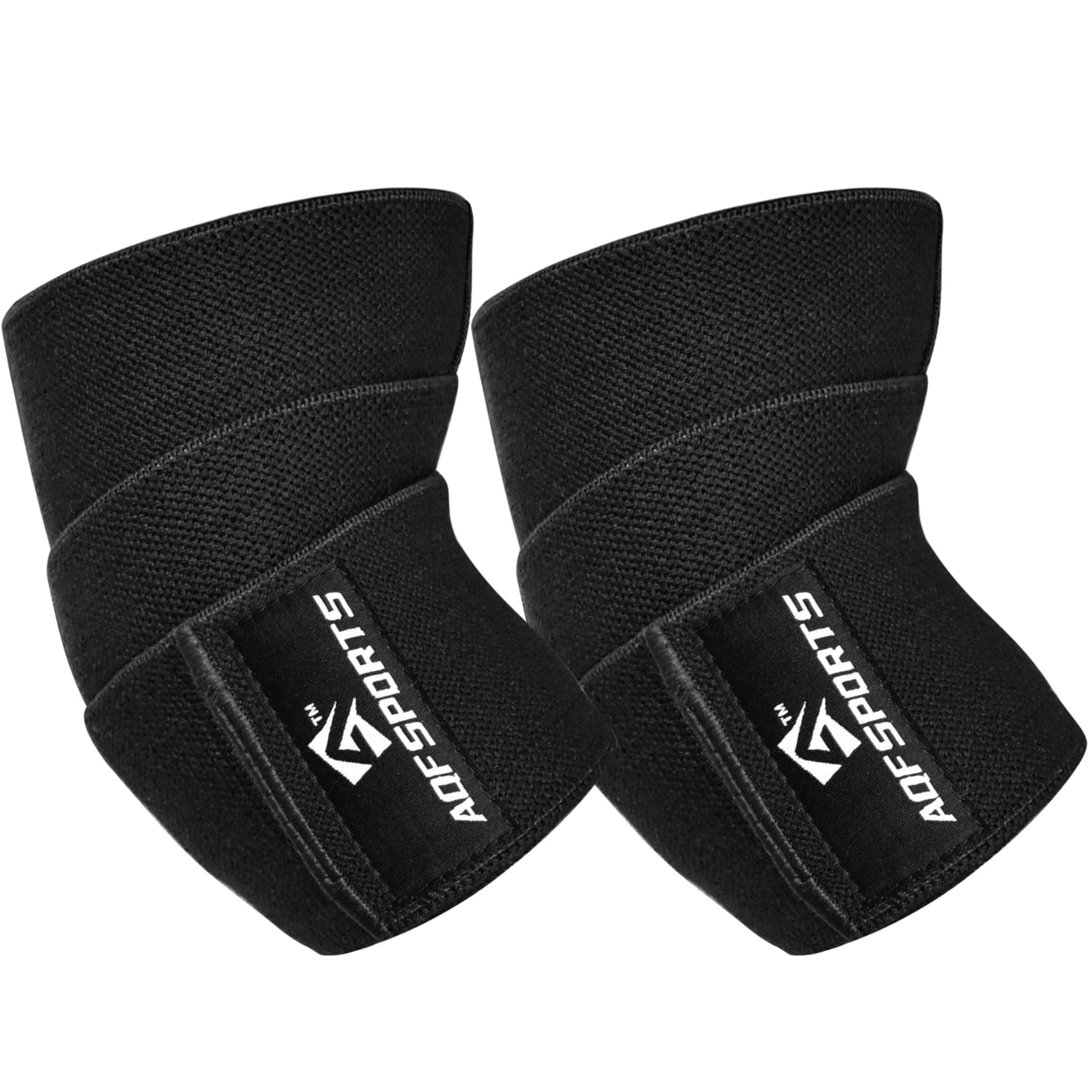 AQF Fitness Ellenbogenbandagen für Gewichtheben (Paar)- 101,6 cm Elastische Bandagen für Kraftsport, Powerlifting Zuverlässige Ellbogenschützer für Bankdrücken & Fitnessstudio Training (Schwarz)