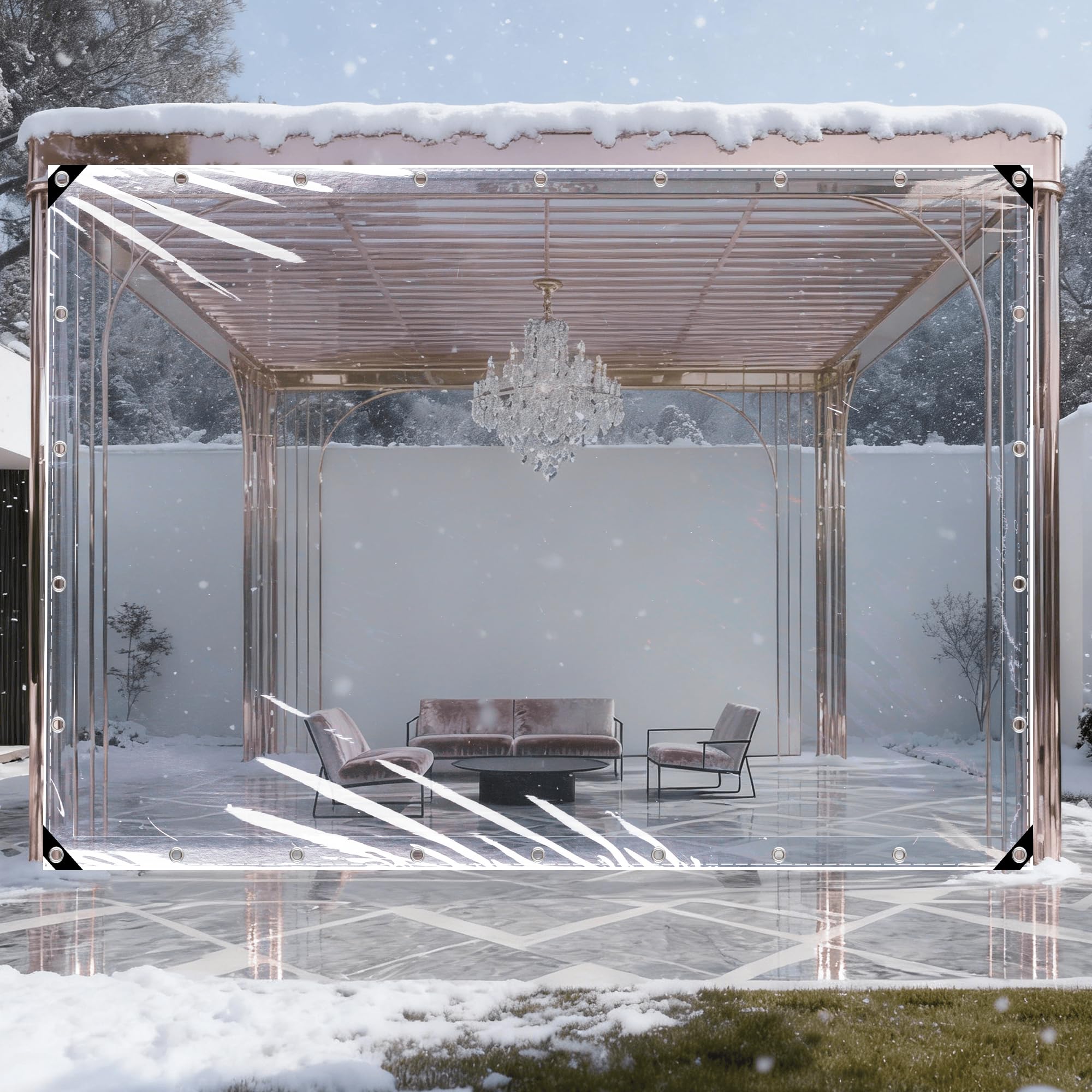 Cubierta transparente de exterior para proteger los muebles de jardín de la lluvia