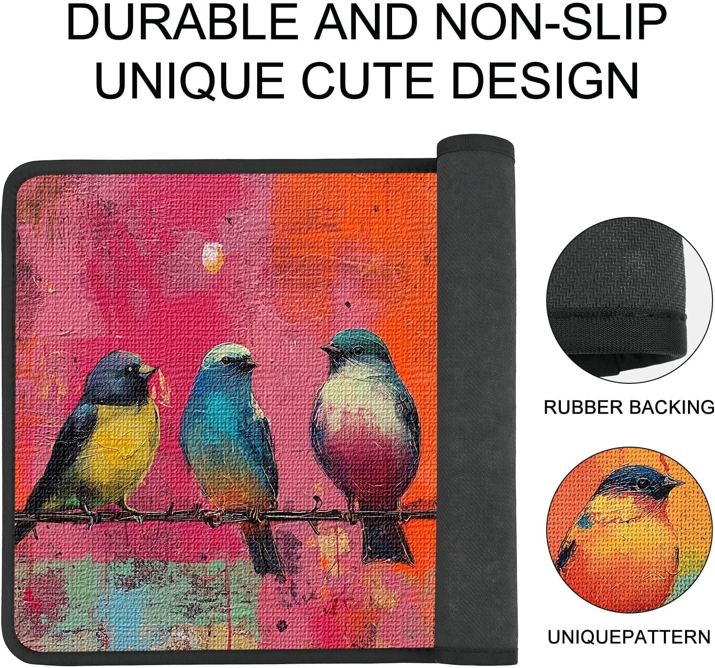 Worltoldb Bird Branch Door Mat Indoor Outdoor Entrance Floor Mats Non-Slip Washable Decor Rugs 27x15 Inch
