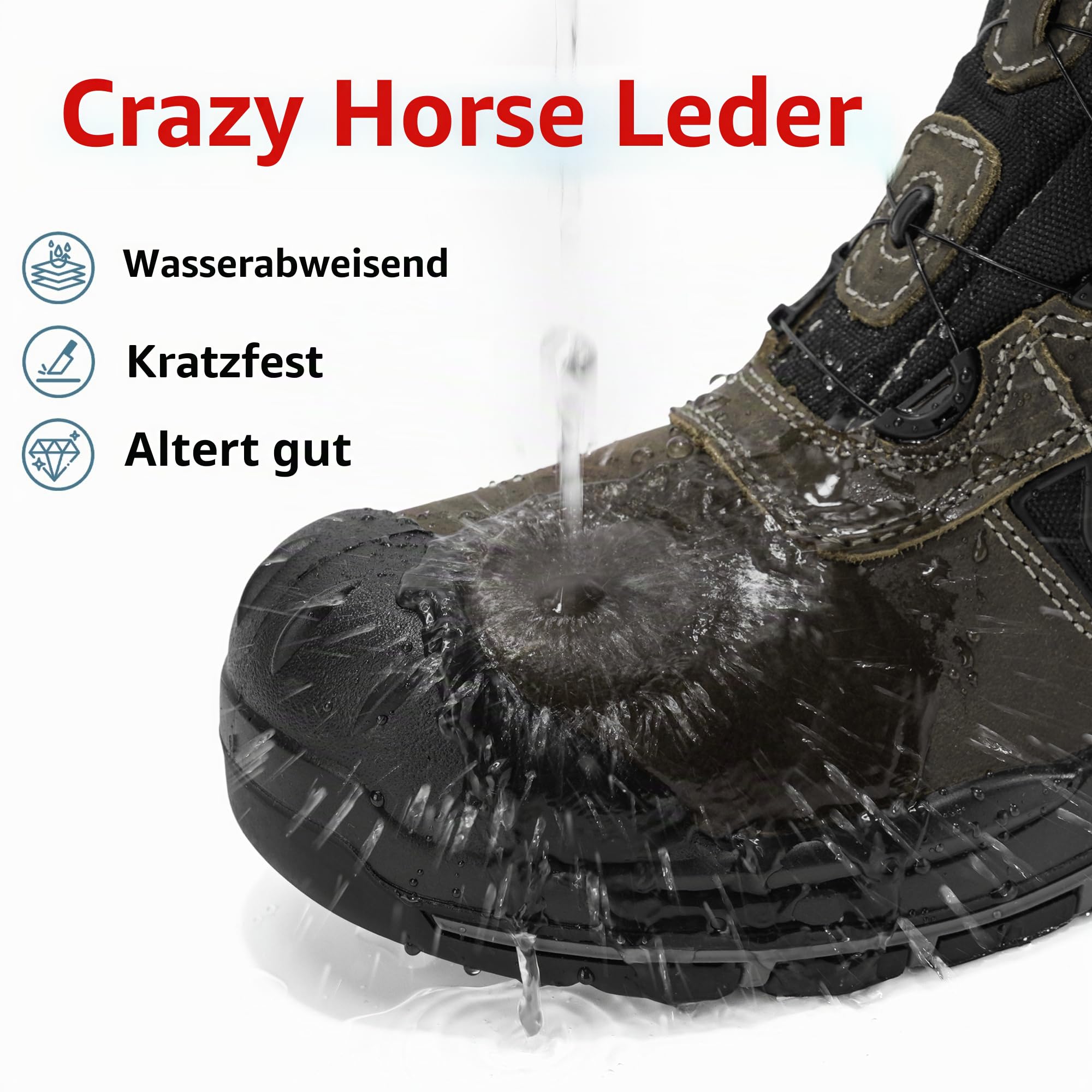 S3S Sicherheitsstiefel, SR FO HRO Arbeitsstiefel, Wasserdicht Arbeitsschuhe mit Stahlkappe