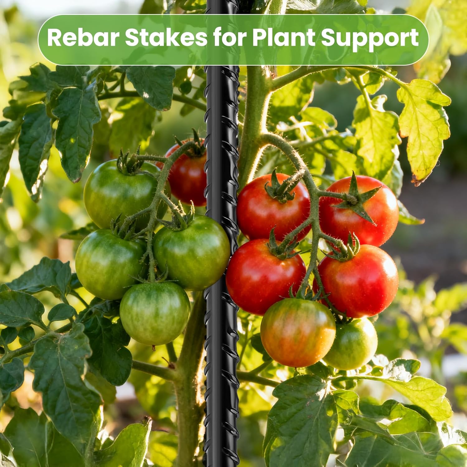 Rebar Stakes 16 Inch, 16 Pack Ground Stakes with Chisel Point End, 5/16" Diameter Garden Stake, Heavy Duty Ground Anchors for Concrete Timber, Garden Plants, Camping Tent - Image 6