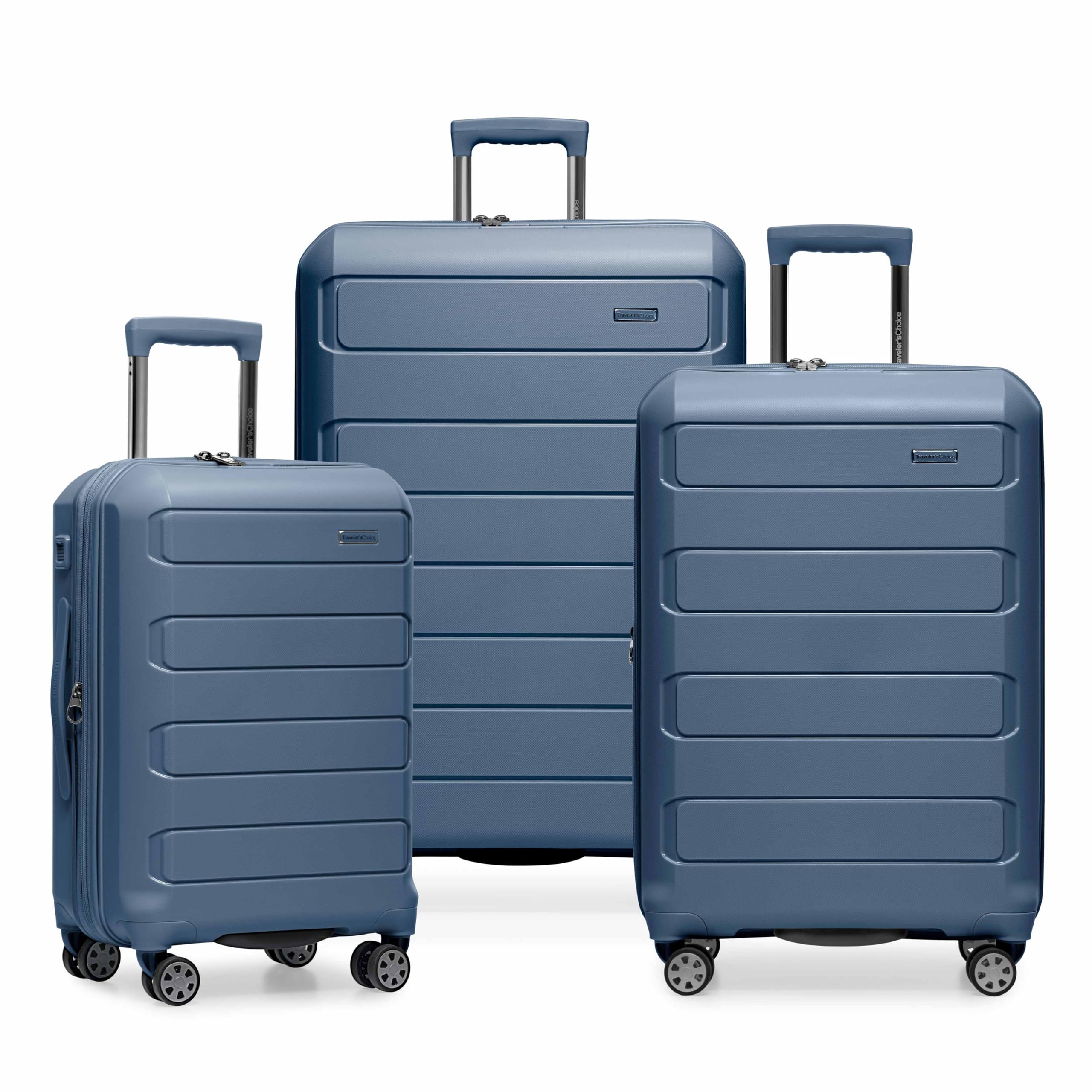 Traveler's Choice Pagosa Hardshell Expandable Luggage with Spinner Wheels, Slate Blue, 3-Piece Set (22/27/30)