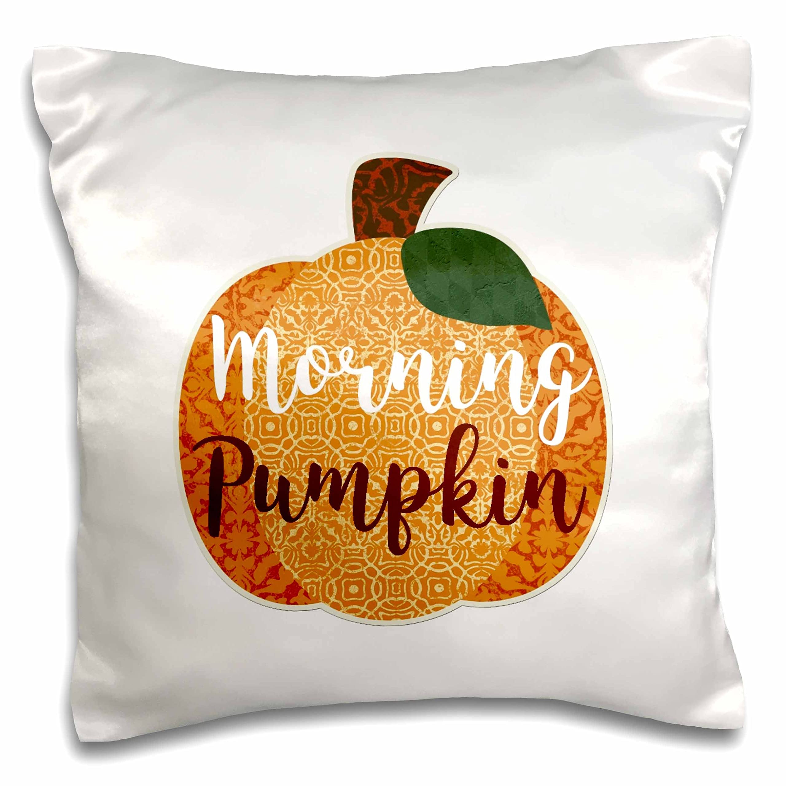 3dRose InspirationzStore-Occasions-Morning Pumpkin Orange Classy Text Elegant Modern Contemporary Design (pc-317326-1) Pillow Case, White