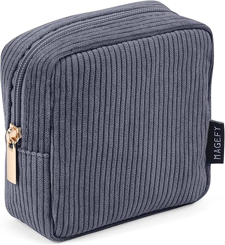 MAGEFY Bolsas de maquillaje, S-Negro-1 pieza, Bolsas de maquillaje de pana de tamaño compacto bien hechas para almacenamiento y viajes MAGEFY Bolsas de maquillaje, S-Negro-1 pieza, Bolsas de maquillaje de pana de tamaño compacto bien hechas para almacenamiento y viajes