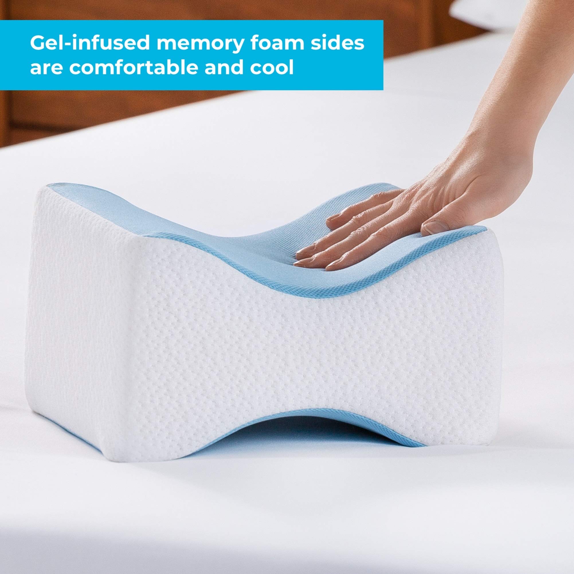 Linenspa Ergonomiczna poduszka na kolana z pianki żelowej memory dla osób śpiących na boku – poduszka na nogi, biała