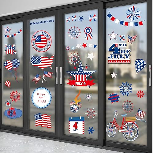Miniatura 3 de Calcomanías patrióticas para ventanas del 4 de julio, calcomanías artísticas de doble cara de Estados Unidos, Independencia, Día de los Caídos,