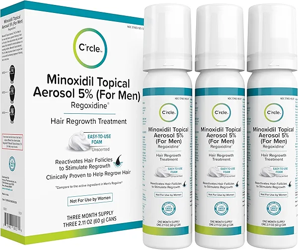 Minoxidil for Men Foam 5% - Unscented 3 Month Supply - Helps Restore Vertex Hair Loss & Thinning - 5% Minoxidil Foam For Men - Extra Strength Supports Hair Regrowth