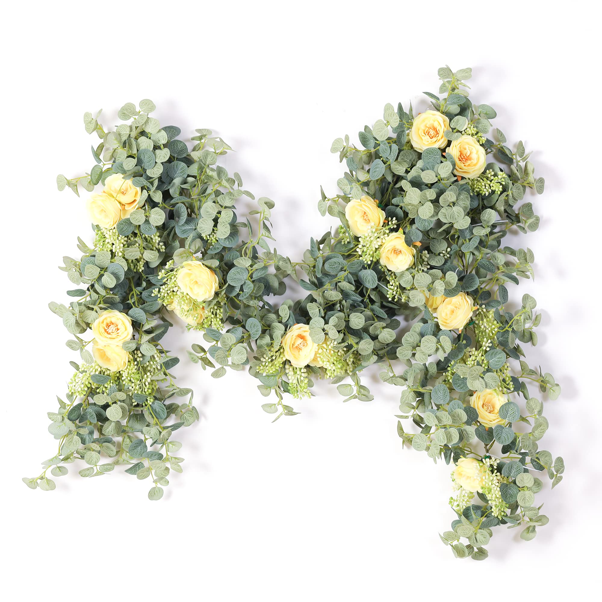 Buy PARTY JOY 6.3ft Eucalyptus Garland with Flowers8 Yellow RosesLush